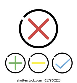 delete,ok,yes, plus, no, minus vector icon