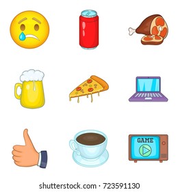 Deleterious effect icons set. Cartoon set of 9 deleterious effect vector icons for web isolated on white background