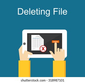 Deleting file on gadget concept illustration.