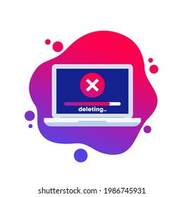 deleting files, erasing data vector icon