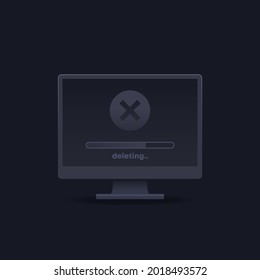 eliminar ilustración vectorial de archivos con pantalla de computadora oscura