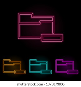 deleting folder color neon set. Simple thin line, outline vector of web icons for ui and ux, website or mobile application