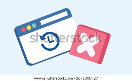 Deleting website history and clean browser data illustration	