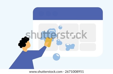 Deleting website history and clean browser data illustration	