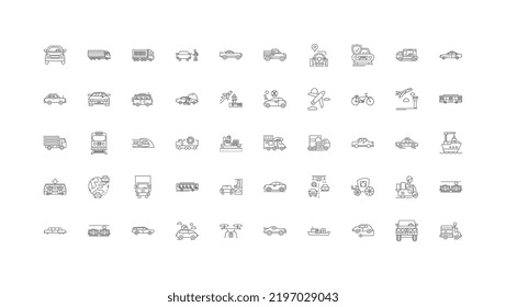 Ideas Delante, iconos lineales, conjunto de signos de línea, colección de vectores