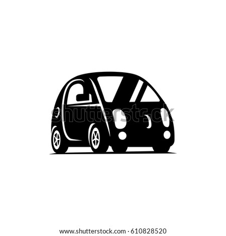 Delf-driving driverless vehicle. Car side view flat icon