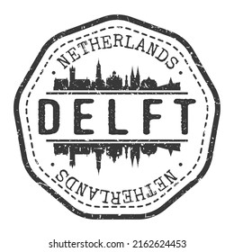 Delft, Netherlands Stamp Skyline Postmark. Silhouette Postal Passport. City Round Vector Icon. Vintage Postage Design.