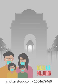 Delhi Air Pollution Illustration Vector Image