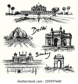 Delhi, Bombay - hand drawn collection