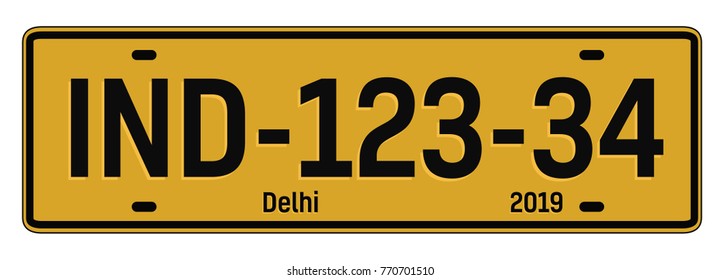 Delhi car plate, realistic looking registration plate design for city souvenir.