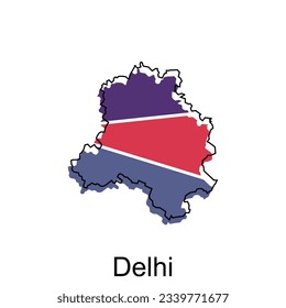 Delhi City of India map vector illustration, vector template with outline graphic sketch design