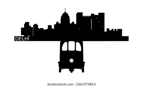Delhi city silhouette, high quality vector