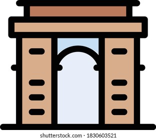 Icono de color plano del vector de la puerta de Delhi 