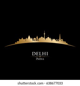 Delhi India city skyline silhouette. Vector illustration