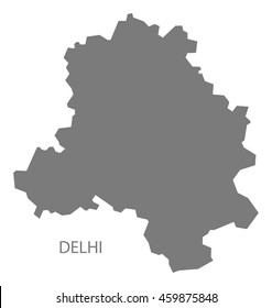 Delhi India Map Grey