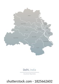 Delhi Map Major City India Stock Vector (Royalty Free) 1825662602 ...