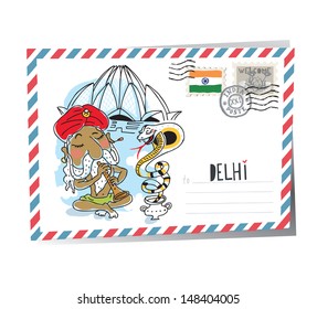 Delhi postcard. vector