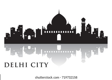 Delhi Skyline Silhouette Skyline  Vector City Design