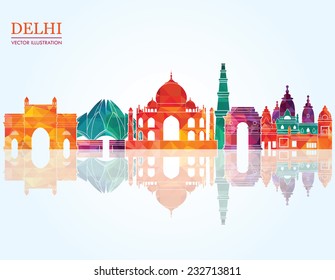 Delhi skyline. Vector illustration