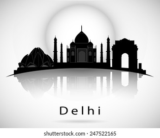 Delhi skyline. Vector illustration