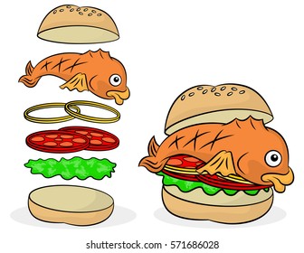 Deli Fish Sandwich Vector