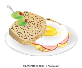 Deli ham and egg sandwich vector