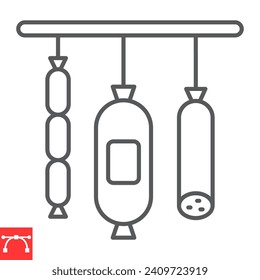 Deli line icon, grocery store and food , sausage and salami vector icon, vector graphics, editable stroke outline sign, eps 10.