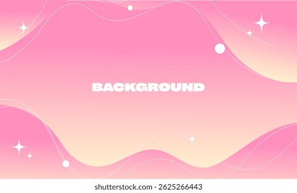 Delicate abstract background in pink and peach colors with soft waves, smooth lines ,decorative stars. Suitable for feminine or romantic projects, social media, invitations, banners, digital progect
