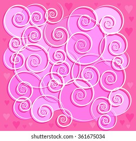 Delicate abstract background of spirals on a pink background.