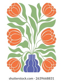 Delicate Abstract Boho Flowers Vector Graphics
