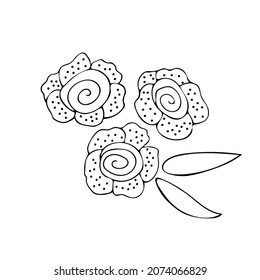 Delicate abstract flowers in the style of doodle. An isolated item on a white background. 
