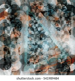 delicate abstract geometric background. colored circles and lines. grunge effect. vector illustration
