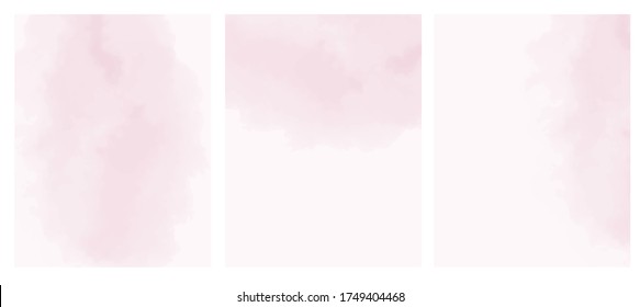 Delicate Abstract Geometric Vector Layouts. Pink Blurred Painted Stain on a Light Pink Background. Pastel Pink Cloudy Sky Vector Design. Blanks without Text. 