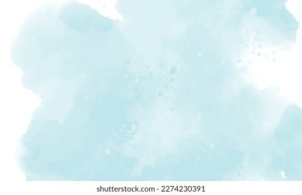 Delicate Abstract Watercolor Style Vector Layout. Light Blue Paint Stains and Splashes on a White Background. Pastel Color Stains and Splatter Print ideal for Cover, Banner, Layout. No text.