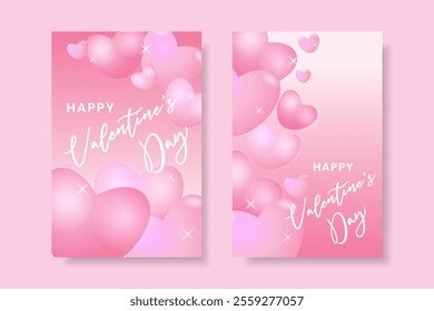 Delicate airy hearts, Valentine's Day cards. Vector.