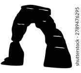 Delicate Arch Rock Formation Silhouette Black Southwest Desert Nature Illustration