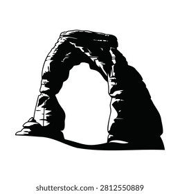 Delicate Arch Utah Rock Formation Silhouette Desert Landscape Vector