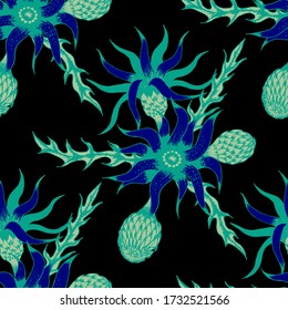 Delicate Asian Rapport. Big Flowers. Pattern. for