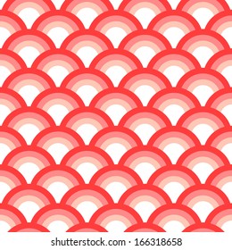 Delicate asian scallop seamless pattern pink and white, vector