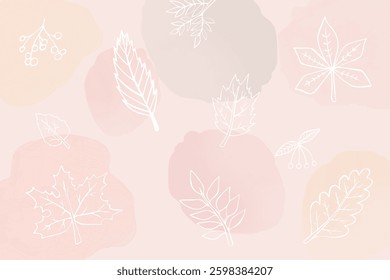 Delicate autumn background with leaves, autumn wallpaper with white leaves