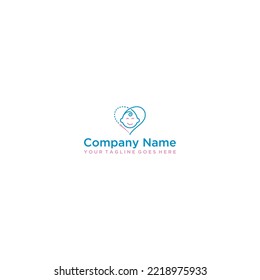 Delicate baby face in heart shape logo for newborn care and affection
