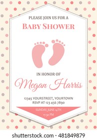 delicate baby girl shower card, vector format
