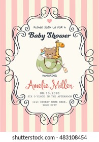 delicate baby girl shower card, vector format