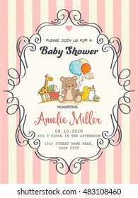 delicate baby girl shower card, vector format