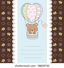 delicate baby shower card with teddy bear