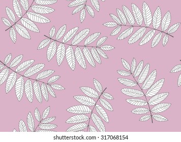 Delicate background. Autumn leaves seamless pattern. Pink monochrome ornament.