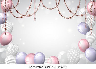 Feiner Hintergrund mit Ballons und Perlen.