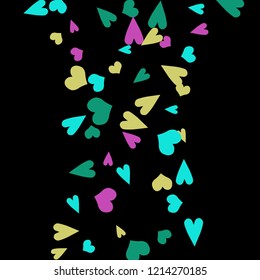 Delicate Background with Colorful hearts. Delicate Pattern for Postcard, Print, Banner or Poster. Pretty hearts For Party Decoration, Wedding, Birthday or Anniversary Invitation. Vector
