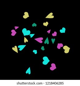 Delicate Background with Colorful hearts. Delicate Pattern for Postcard, Print, Banner or Poster. Pretty hearts For Party Decoration, Wedding, Birthday or Anniversary Invitation. Vector
