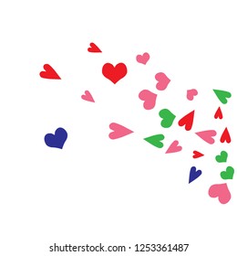 Delicate Background with Colorful hearts. Delicate Pattern for Postcard, Print, Banner or Poster. Pretty hearts For Party Decoration, Wedding, Birthday or Anniversary Invitation. Vector

